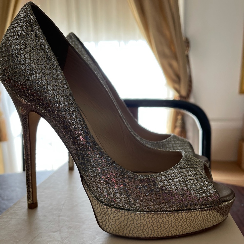 Silver Peep Toe Jimmy Choo